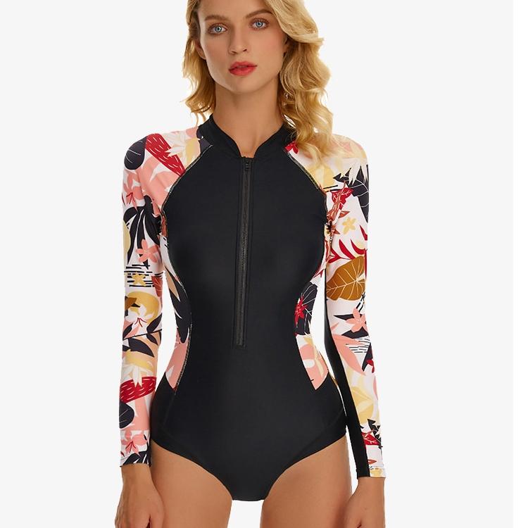 Long-sleeved One-piece Swimsuit With Small Breasts, Conservative And  Slimming - Buy China Wholesale Long-sleeved One-piece Bathing Suit $2.22